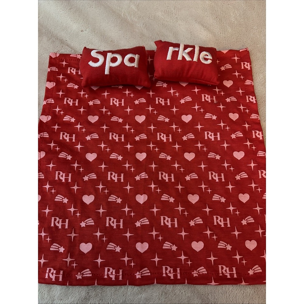 Rainbow High Doll House Red Sparkle Pillows Blanket Bed Bedding Replacement